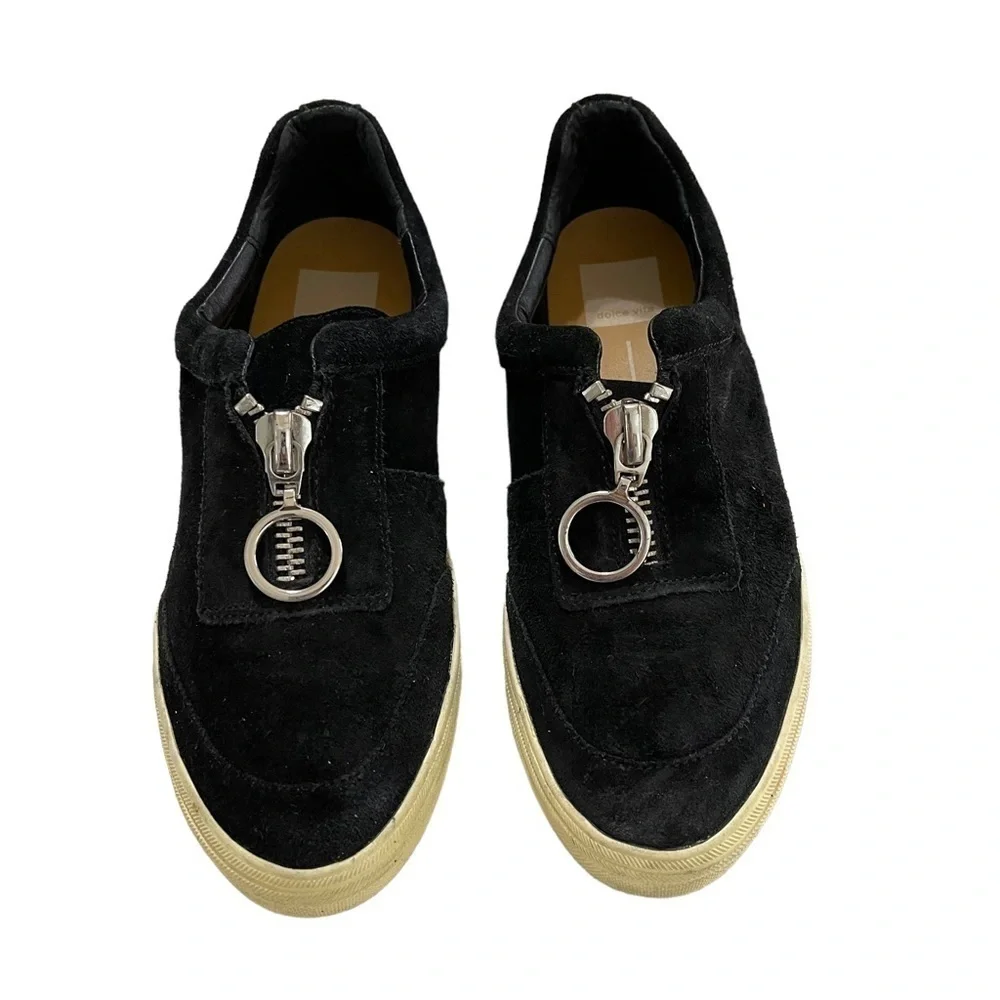 Dolce Vita Sneakers Black Suede Zip Up Platform Sneakers Size 7.5